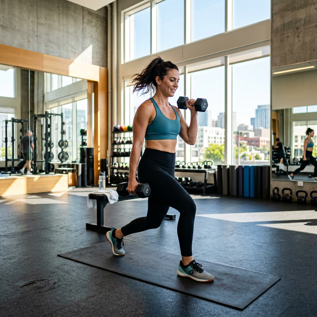 Person exercising in bright indoor space